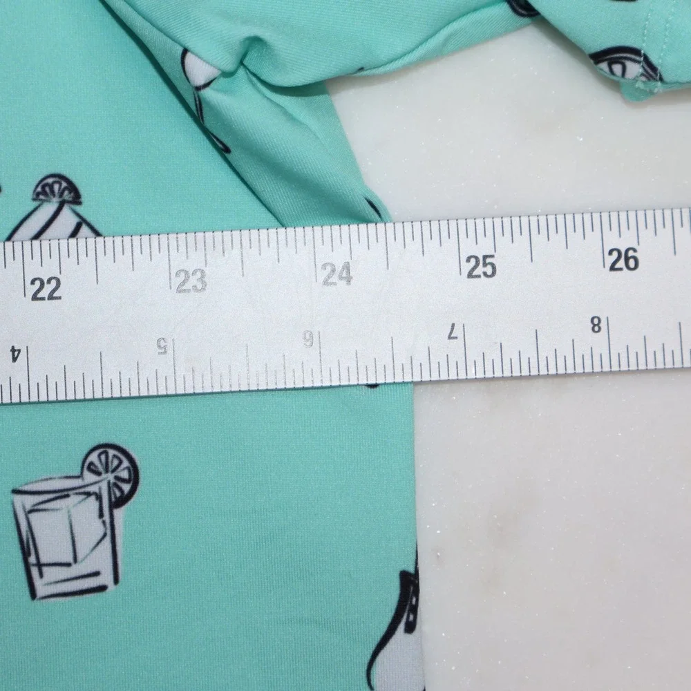 Bad Birdie Five PM Somewhere Golf Polo Mint Green Drinks Martinis Mens 2XL AOP
